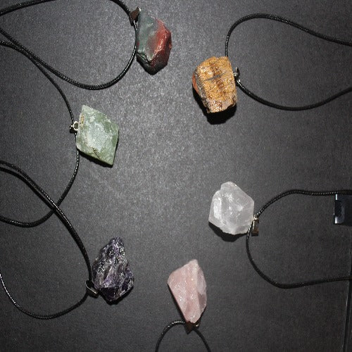 Raw chunky crystal necklace | Natural healing stone pendant