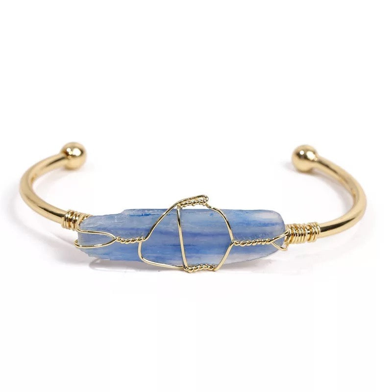 Healing crystal wire wrapped Bangle Bracelet