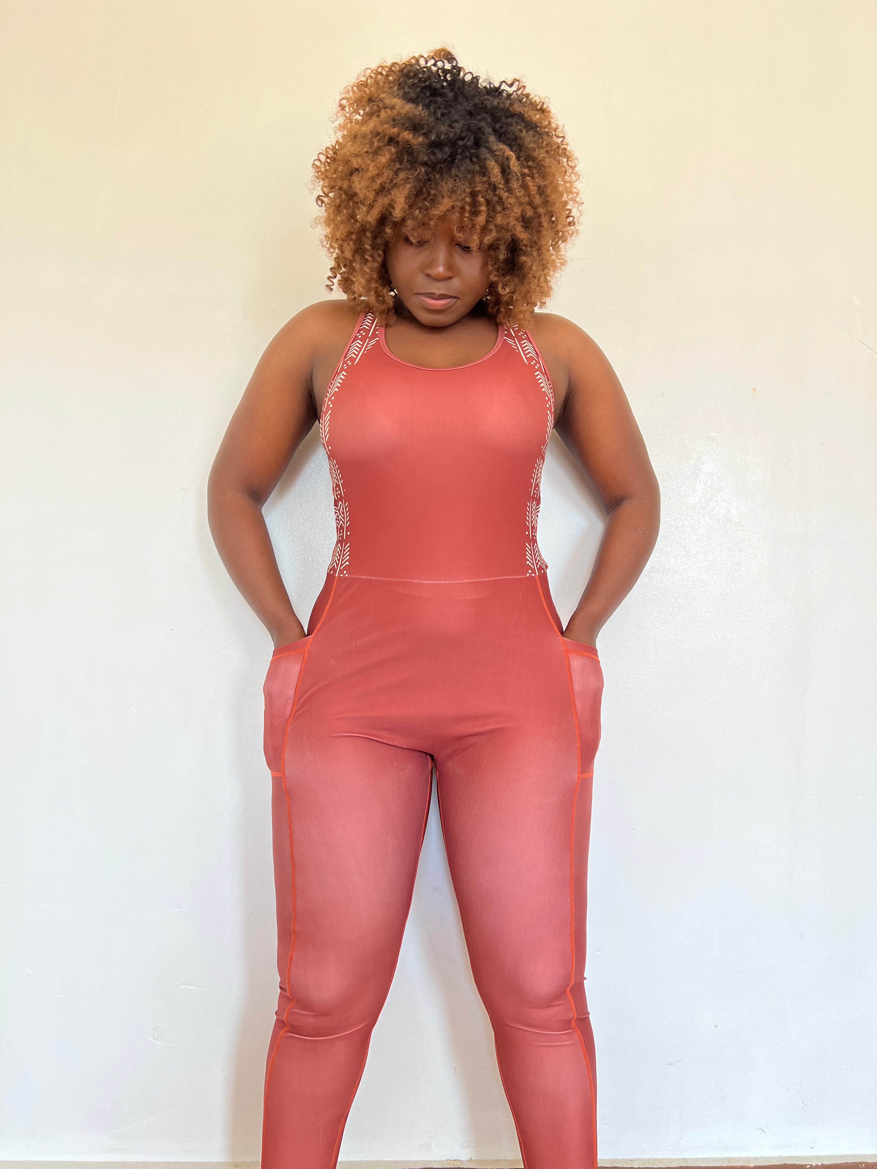 Brown nude onesie Yoga jumpsuit - Workout Unitard - Afua