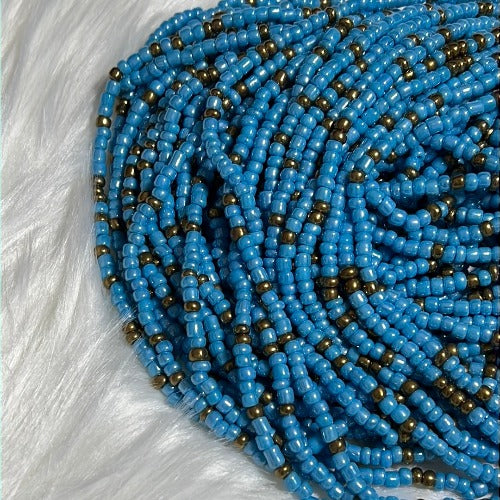 Sierra Blue & Bronze gold waist beads - Blessed waist beads