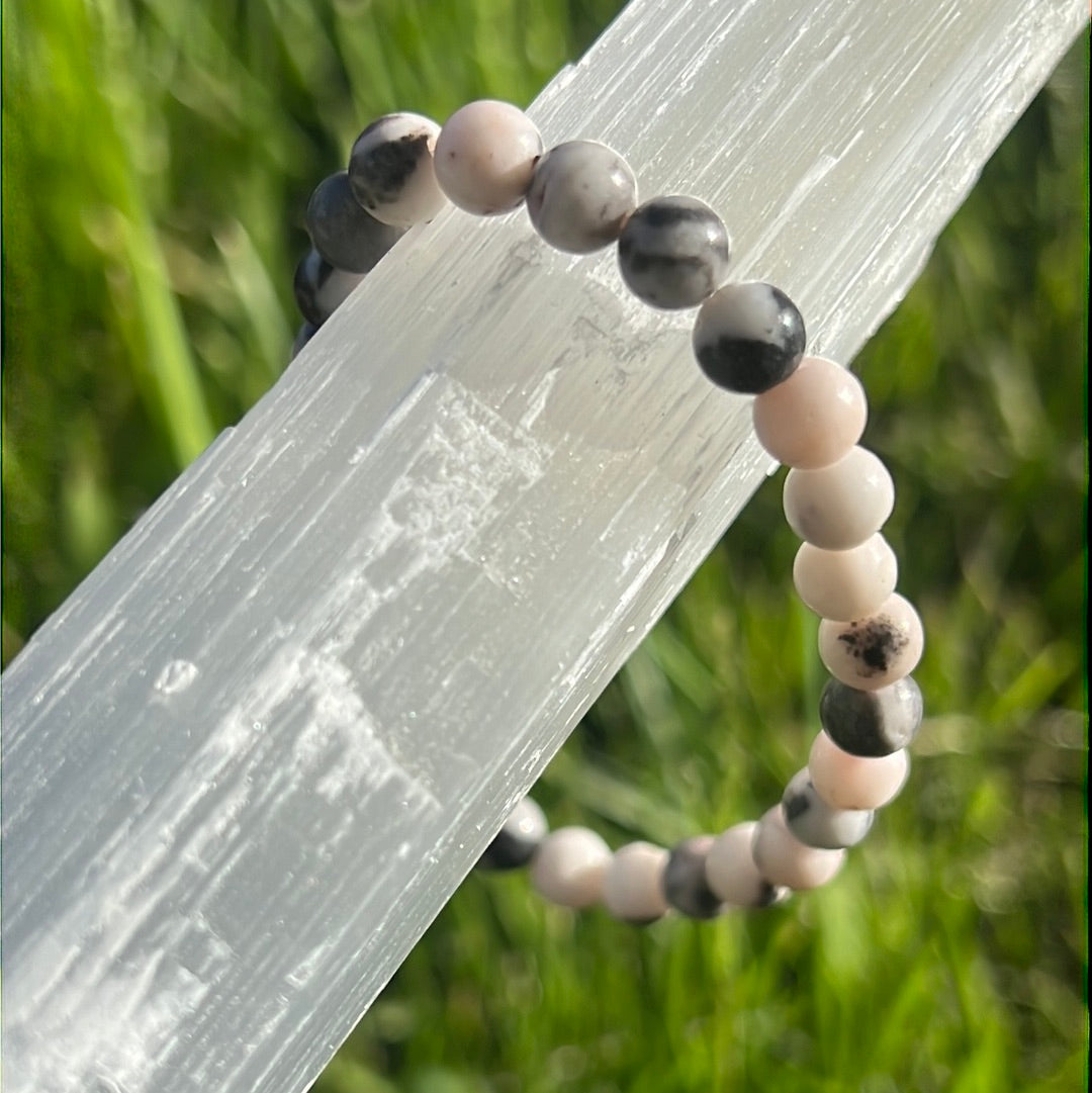 Pink Zebra Jasper Bracelet - Gemstone beads bracelet