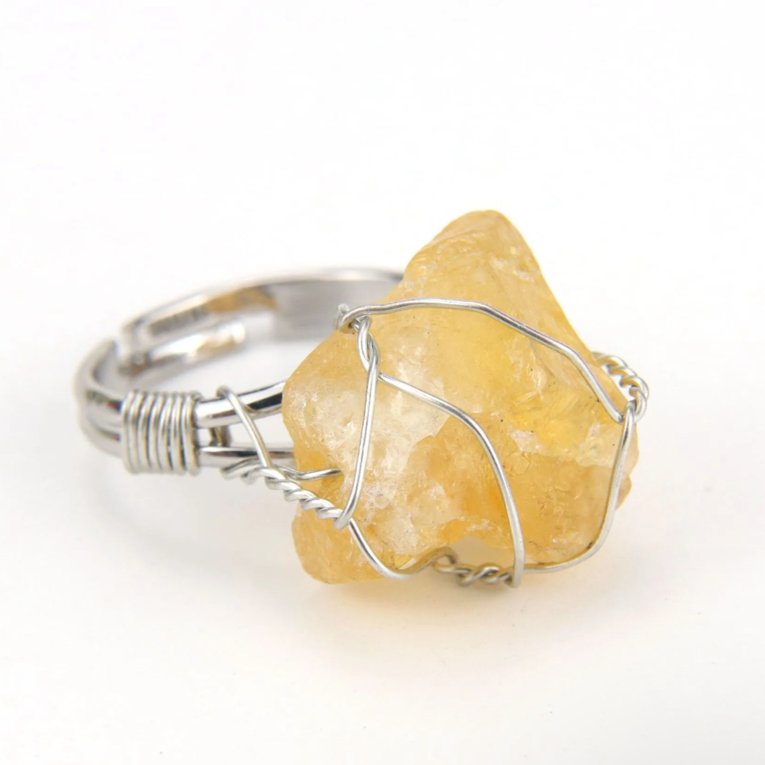 Silver Wire Wrapped Crystals Rings