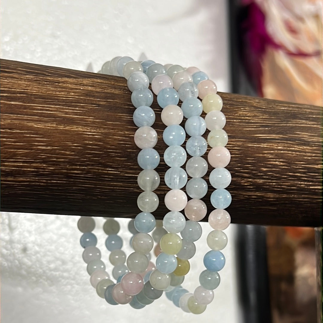 Morganite gemstone beads bracelets - Pink