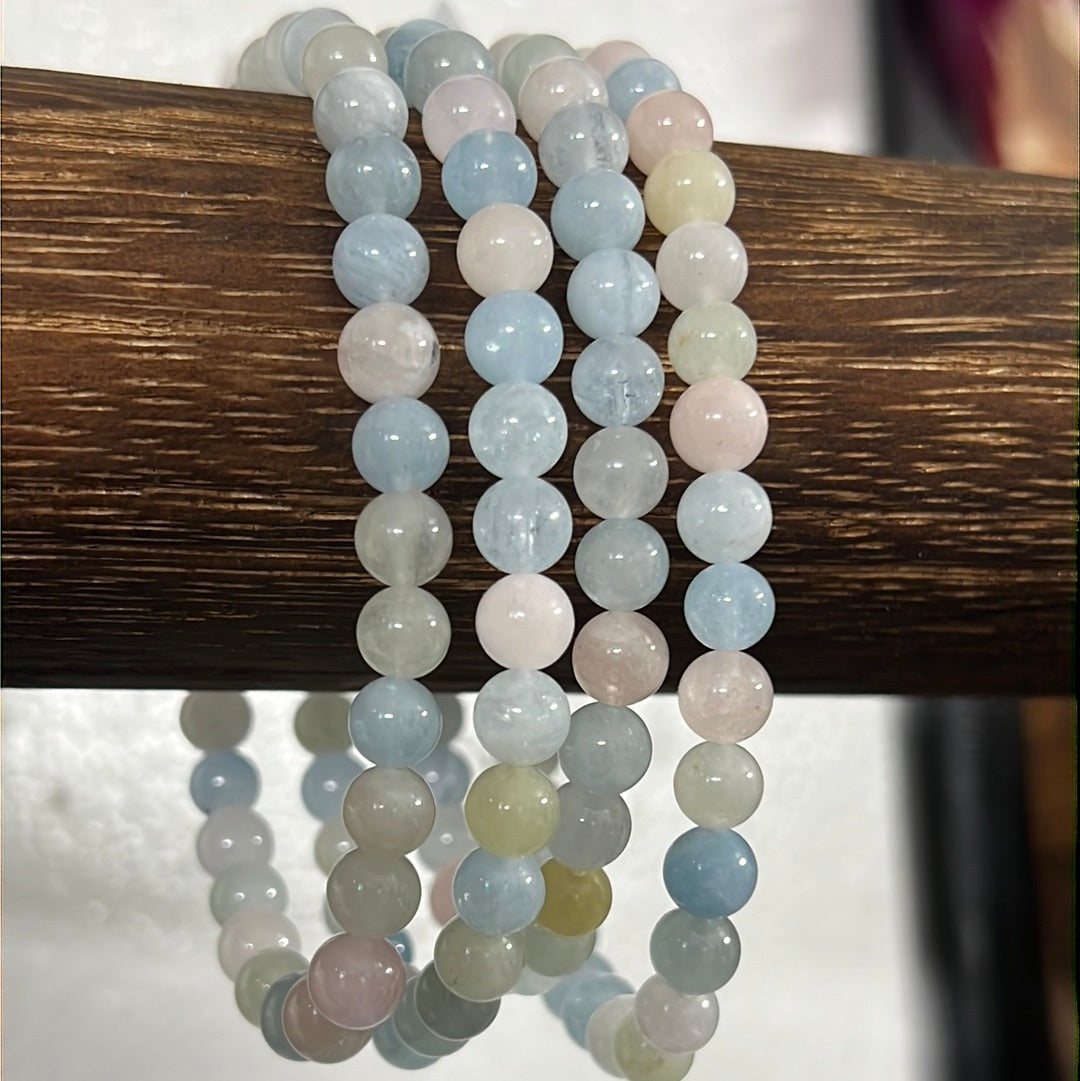 Morganite gemstone beads bracelets - Pink