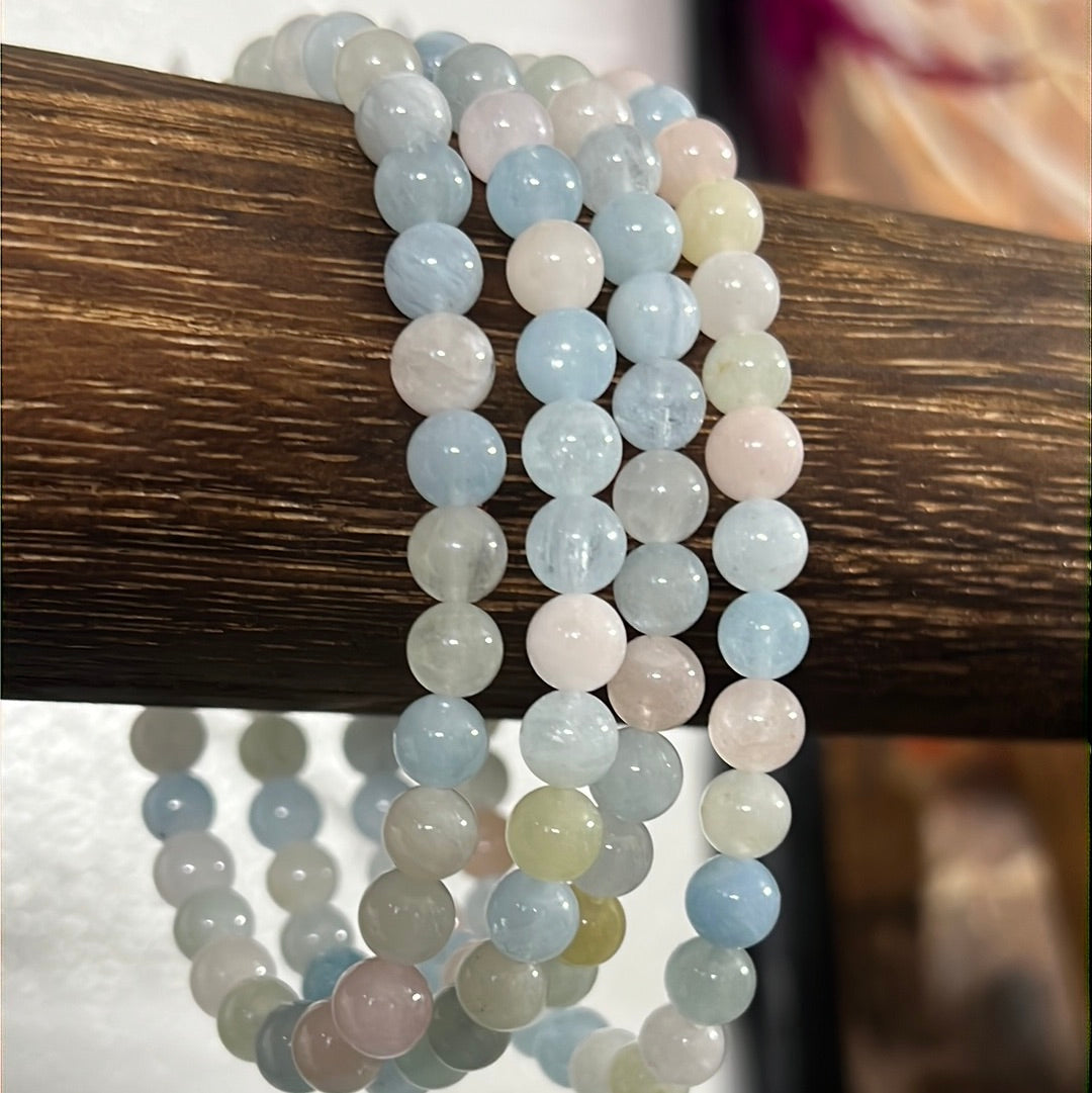 Morganite gemstone beads bracelets