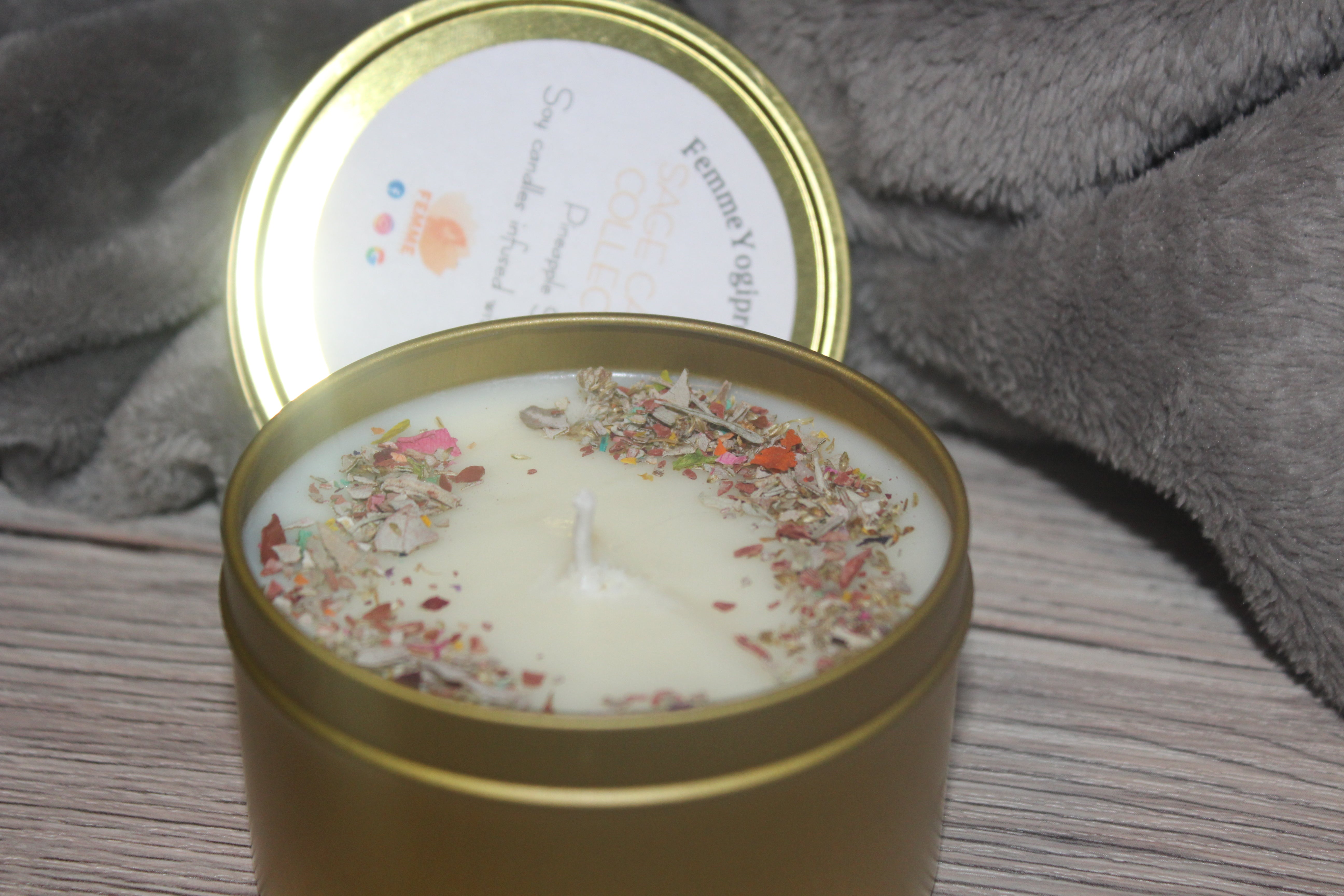 Pineapple Sage soy candle for meditation