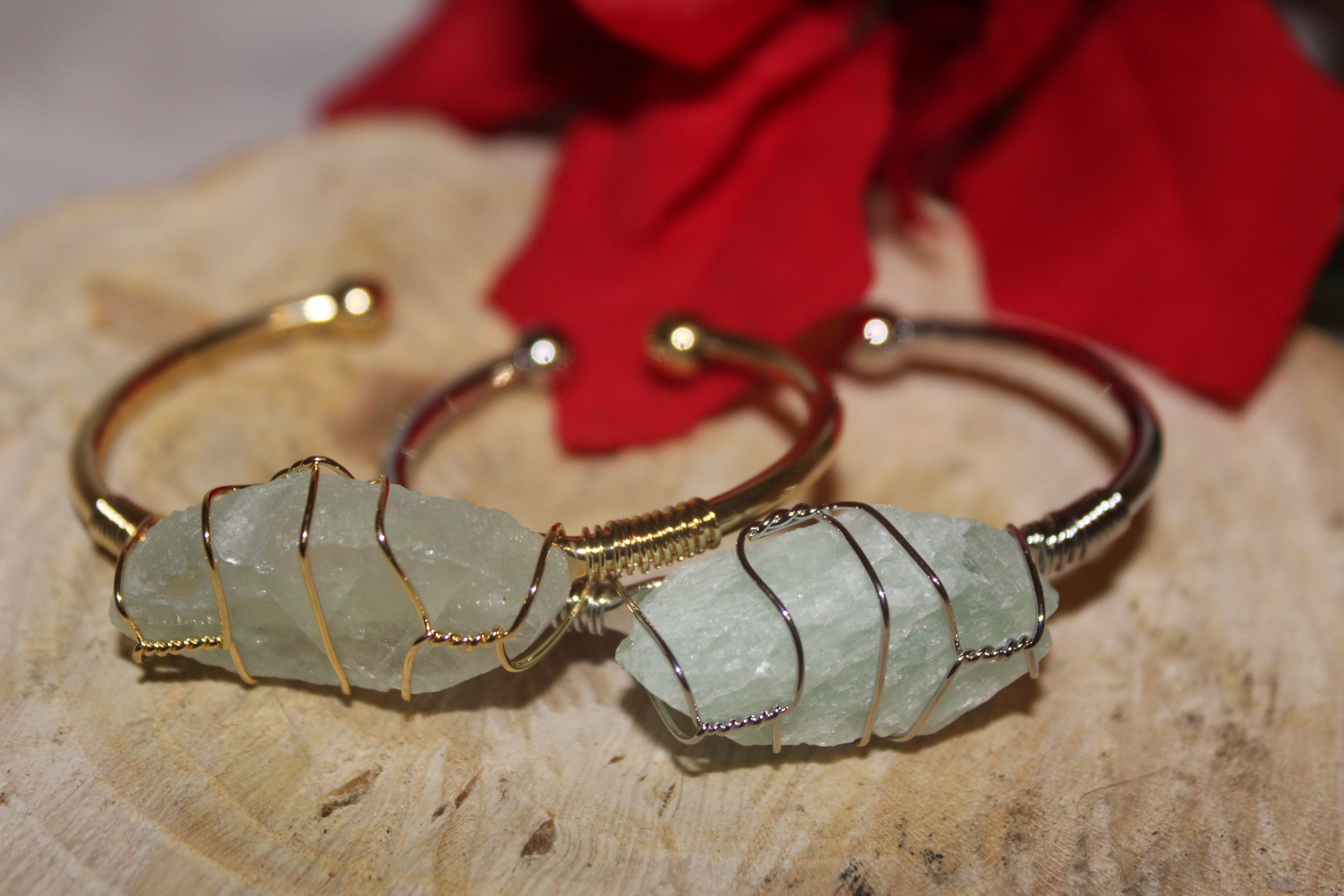 Bangles bracelet with wire wrapped Fluorite |Cuff bracelet