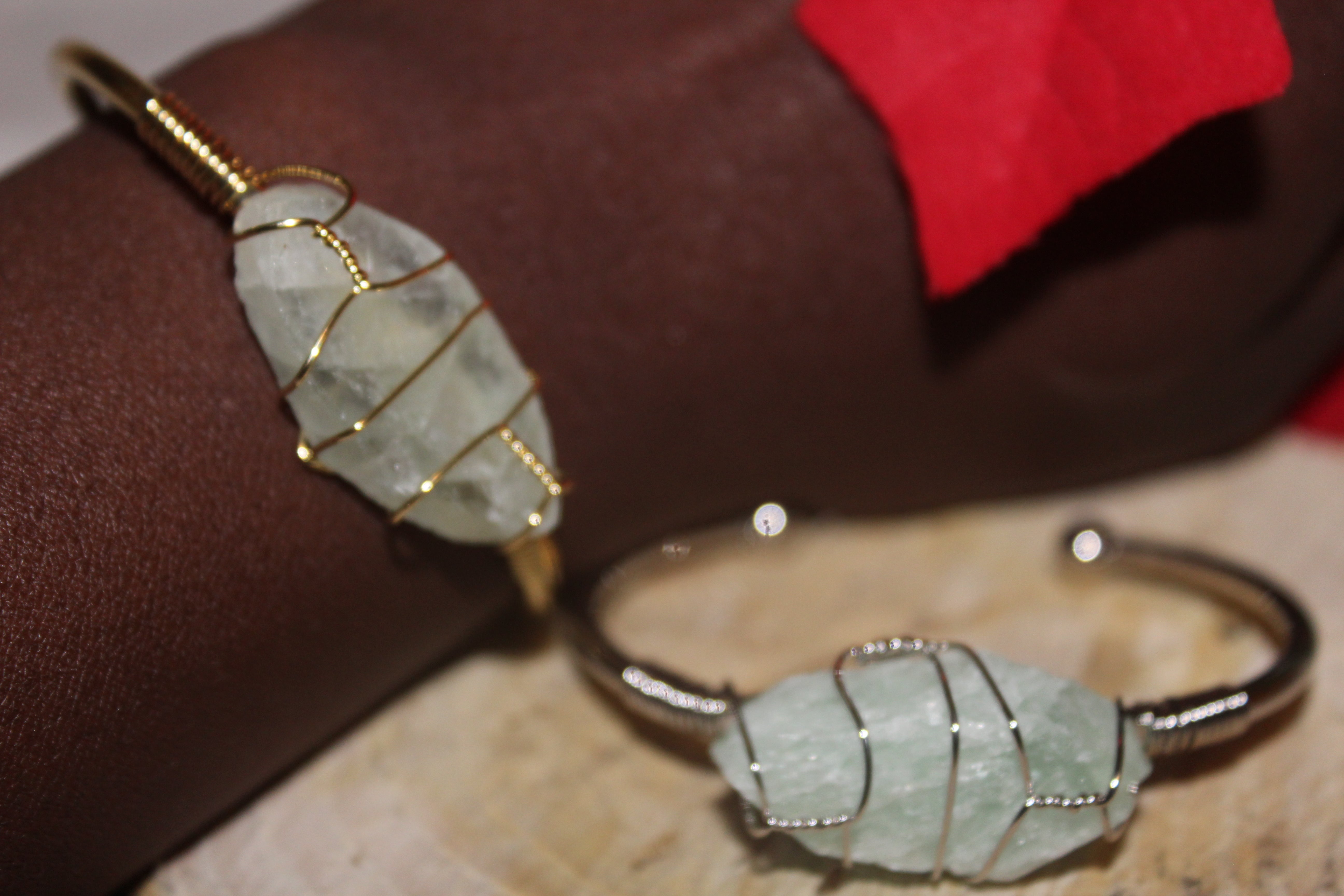 Bangles bracelet with wire wrapped Fluorite |Cuff bracelet