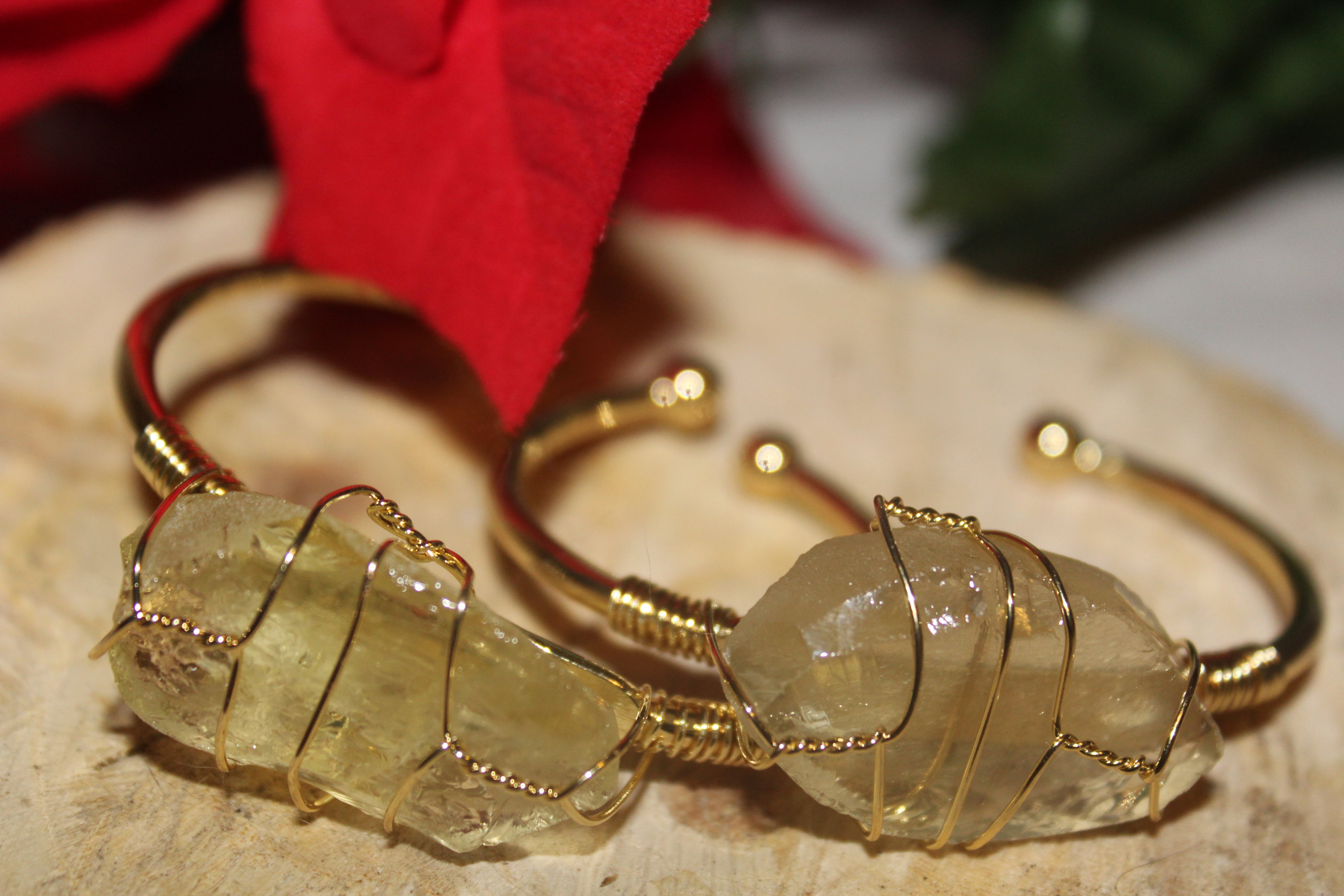 Citrine crystal bangles for women | Gold plating cuff bracelet