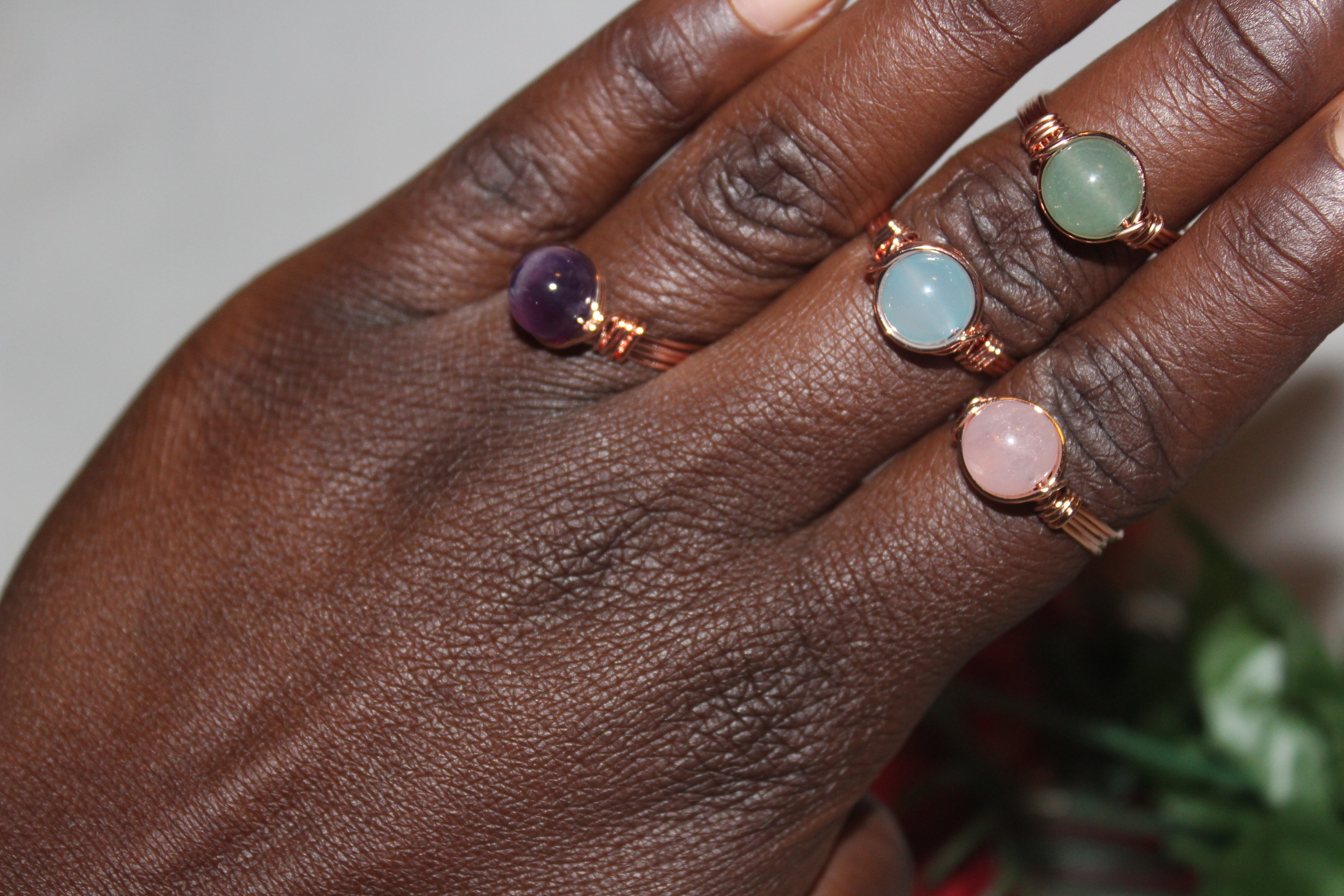 Rose gold plating gemstone rings