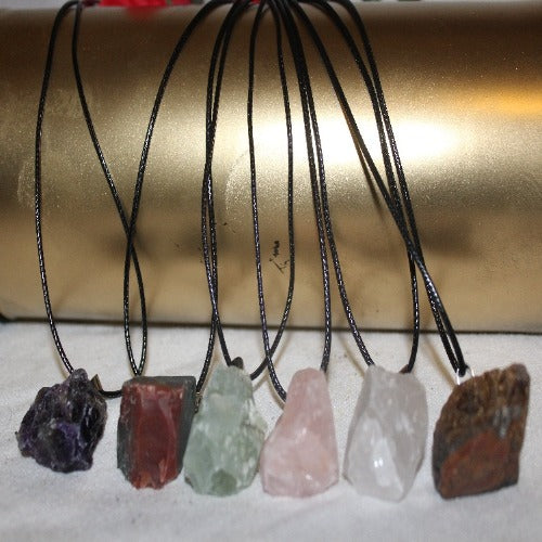 Raw chunky crystal necklace | Natural healing stone pendant