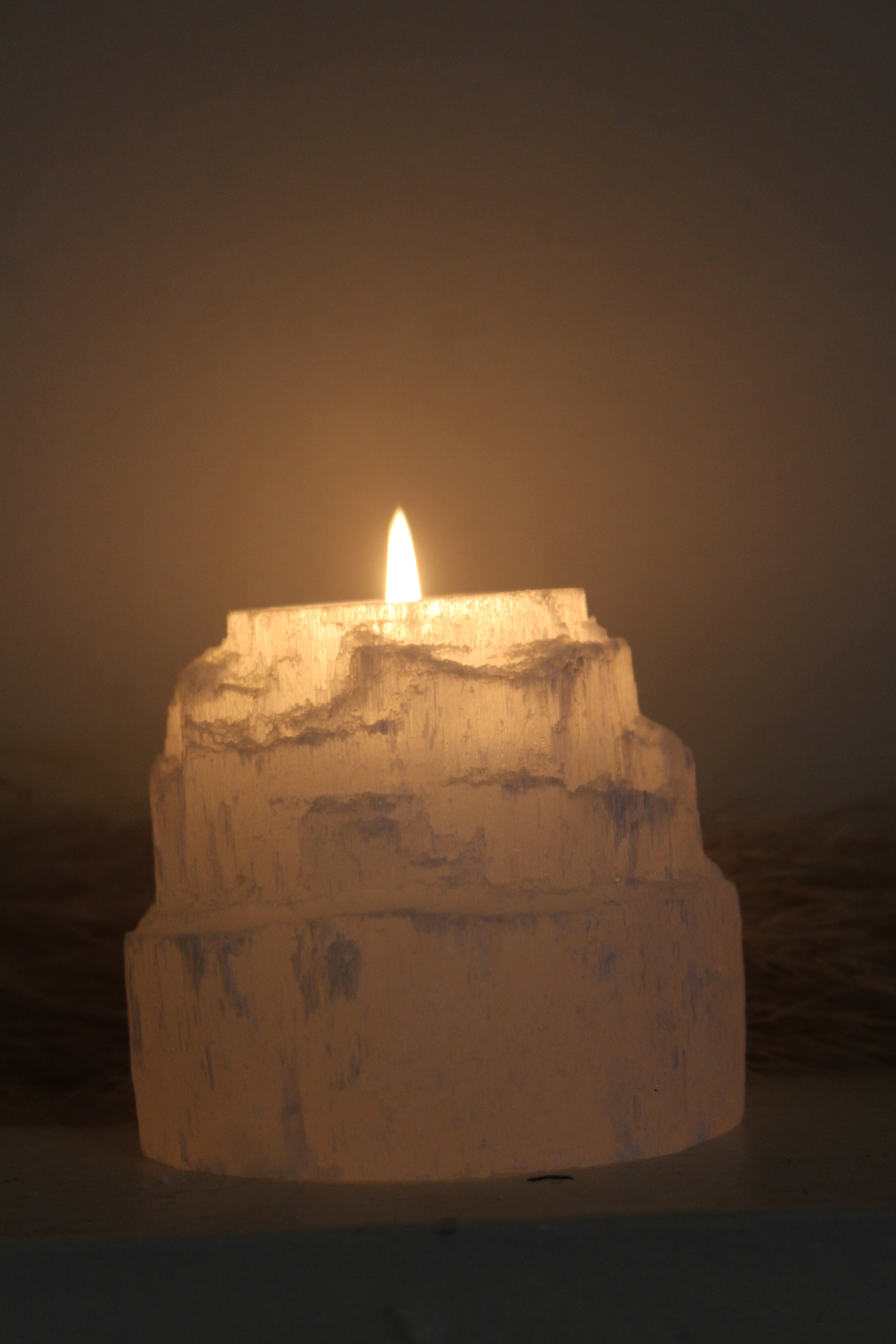 Selenite crystal candle holder | Votive tealight candle holder