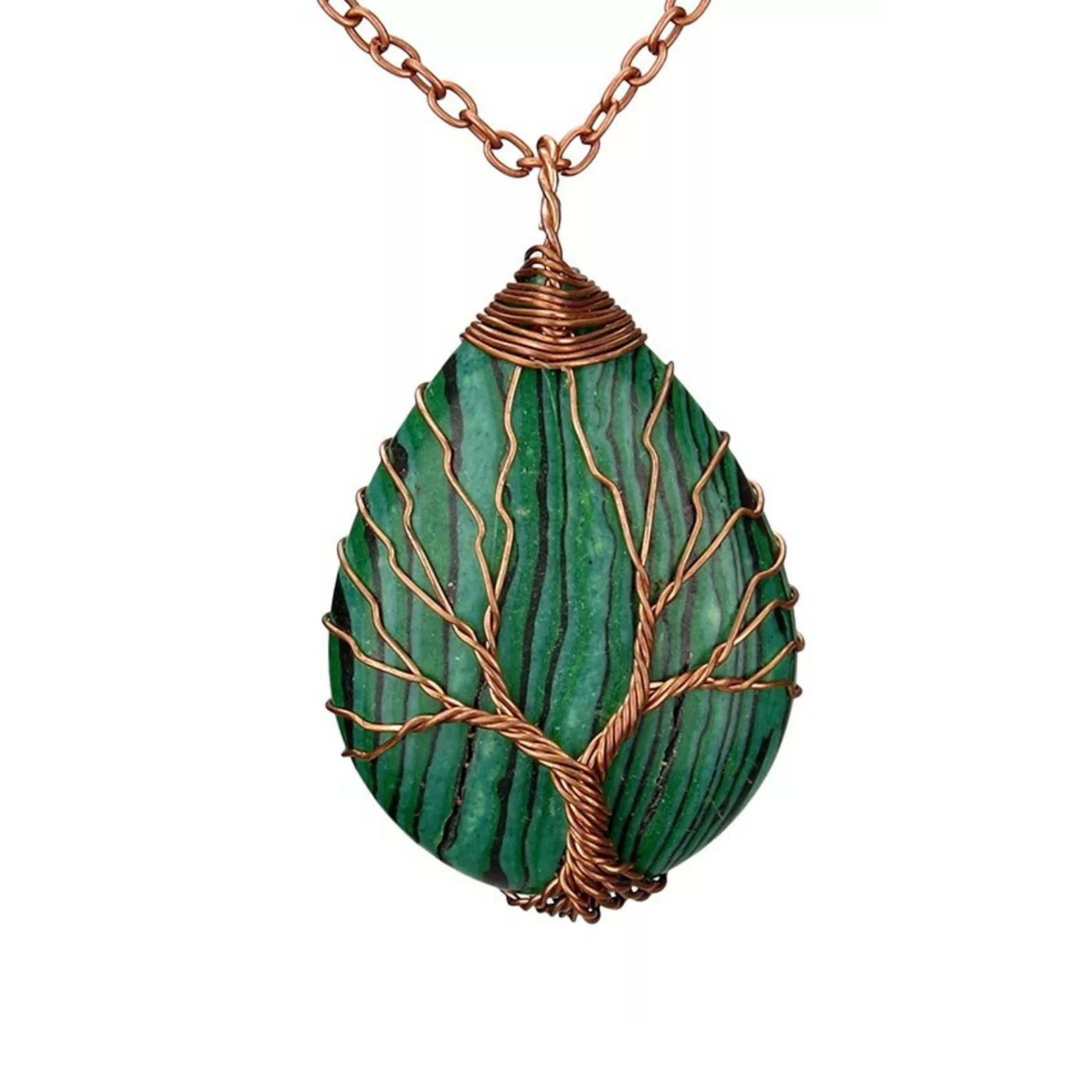 Tree of life with Malachite pendant | Taurus birthstone necklace