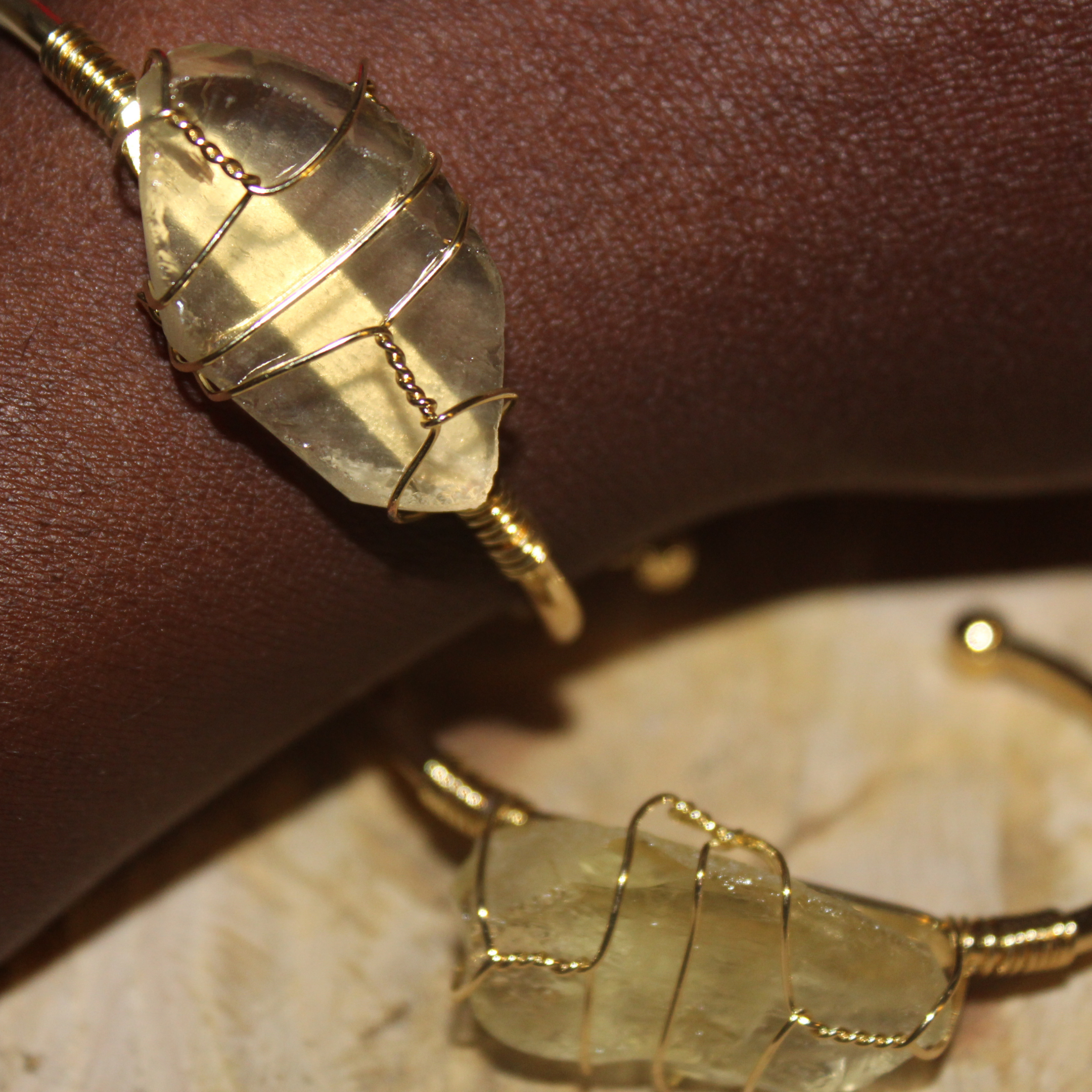Citrine crystal bangles for women | Gold plating cuff bracelet