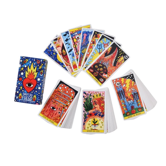 Tarot Del Fuego Oracle deck - Colorful Tarot cards game