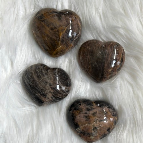 Black Moonstone heart crystal - Feminine energy Healing crystal