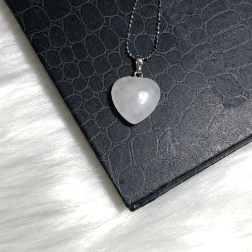 Clear quartz crystal heart pendant