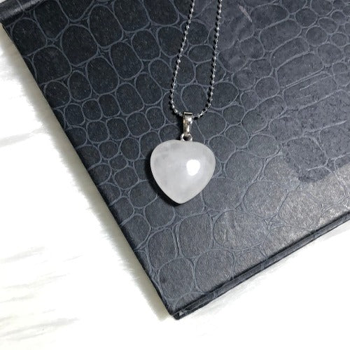 Clear quartz crystal heart pendant