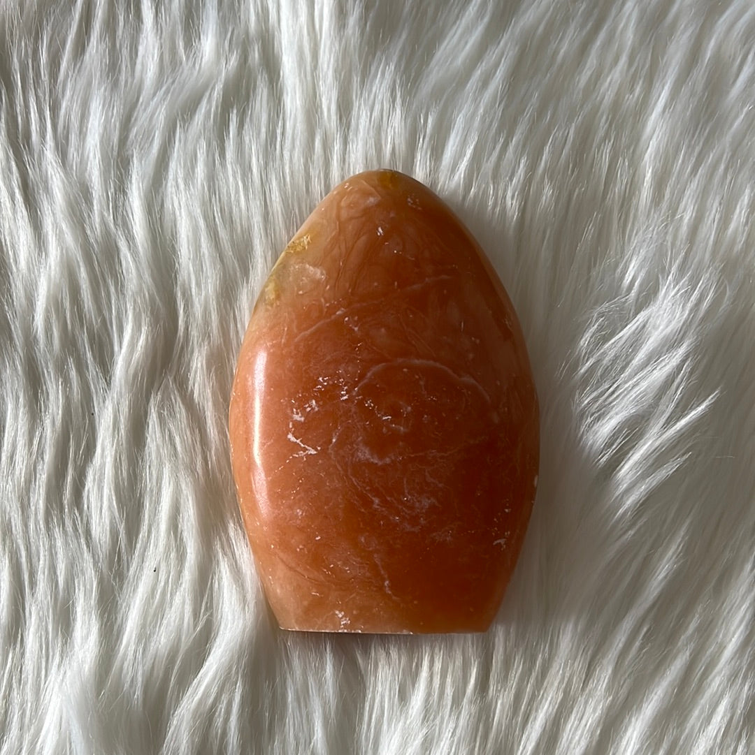Orange Calcite crystal - Polished