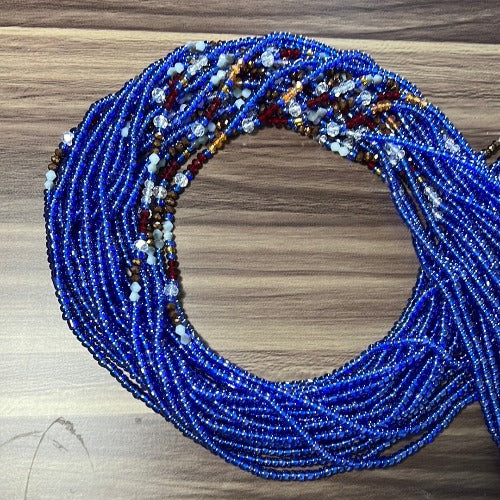 Crystal African waist beads - Shiny Blue