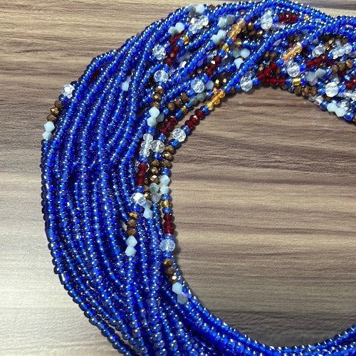 Crystal African waist beads - Shiny Blue