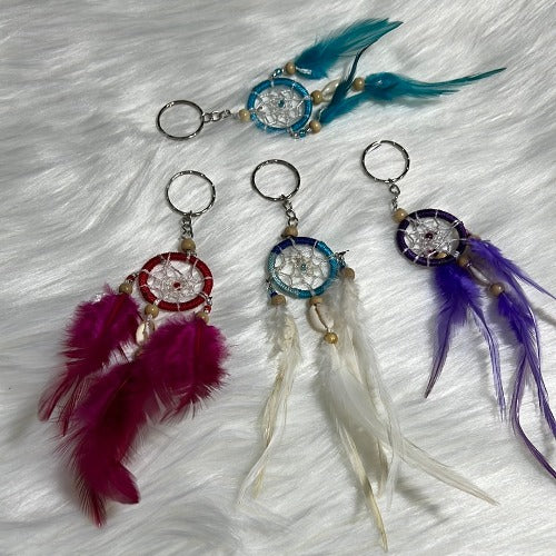 Dream catcher keychain with feather