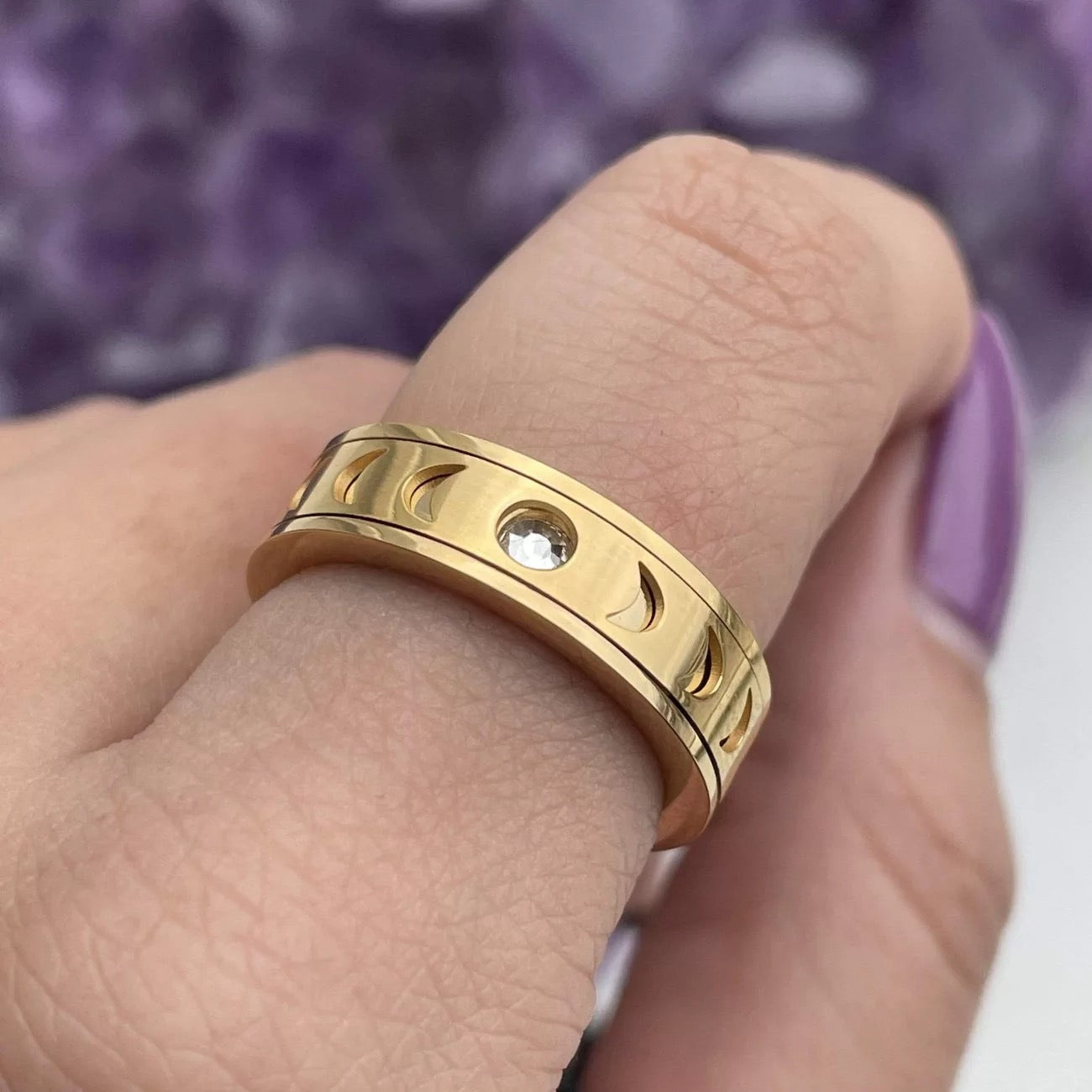 Moon phases Gold & Silver ring - Rotatable