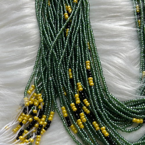 green and gold waist beads