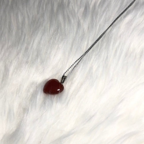 Carnelian Heart necklace - Silver necklace