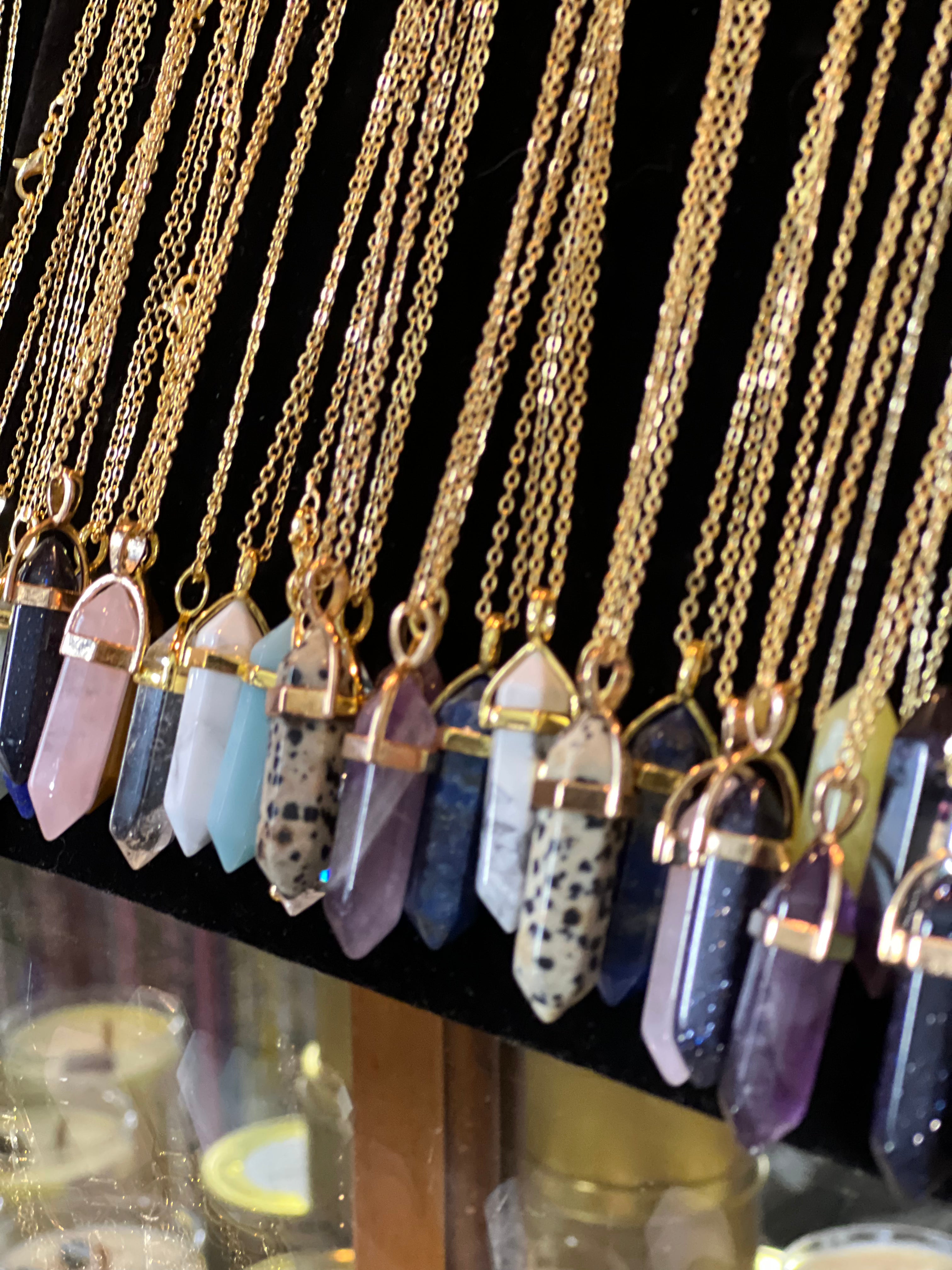 Classic Hexagon healing crystal necklaces - Gold chain