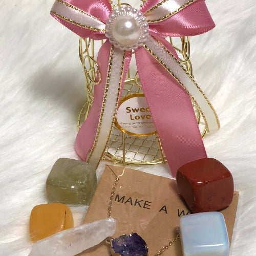 Crystal surprise gift set with a wish necklace - Valentine's day gift for her