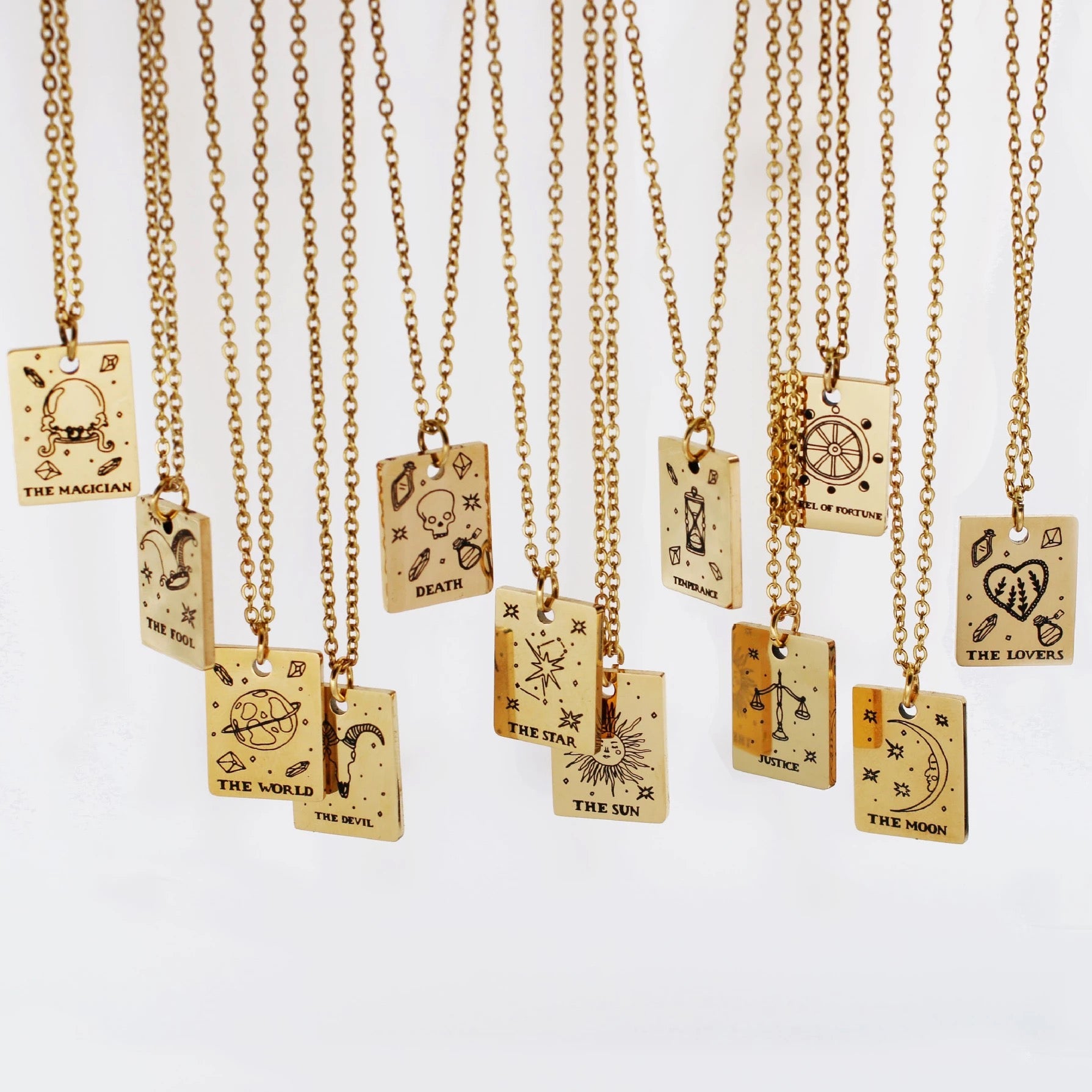 The world Tarot card gold necklace - Unisex gold plated metaphysical necklace