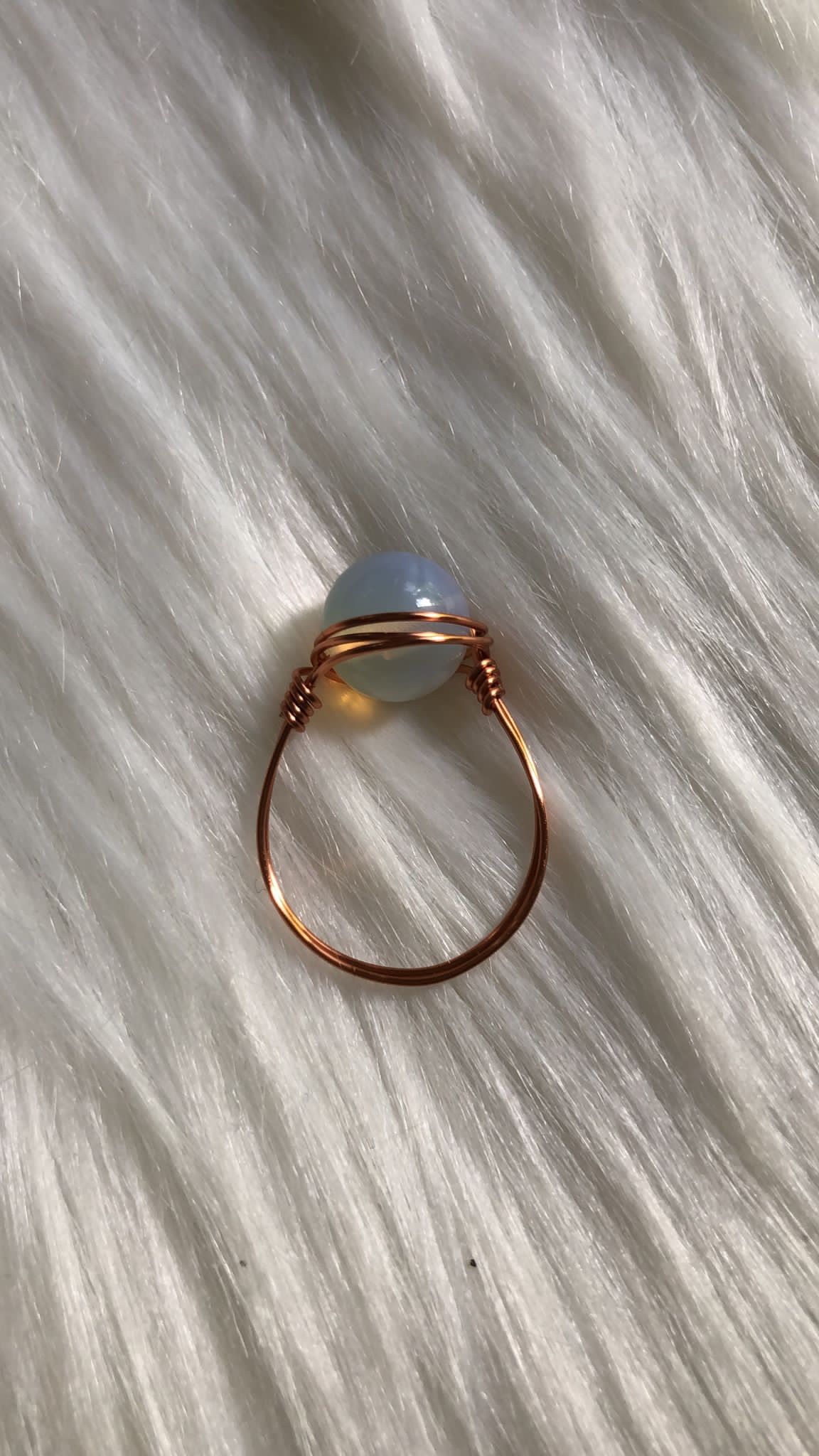 Crystal wire wrapped rings - Hand wrapped copper rings