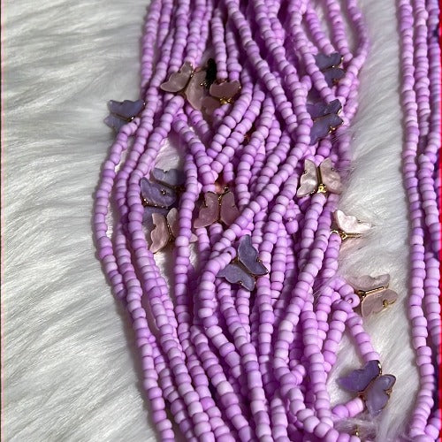 purple waist beads with charms