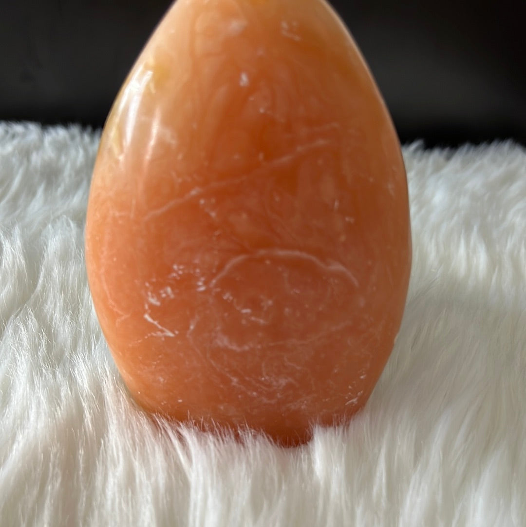 Orange Calcite crystal - Polished