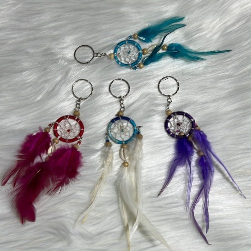 Dream catcher keychain with feather