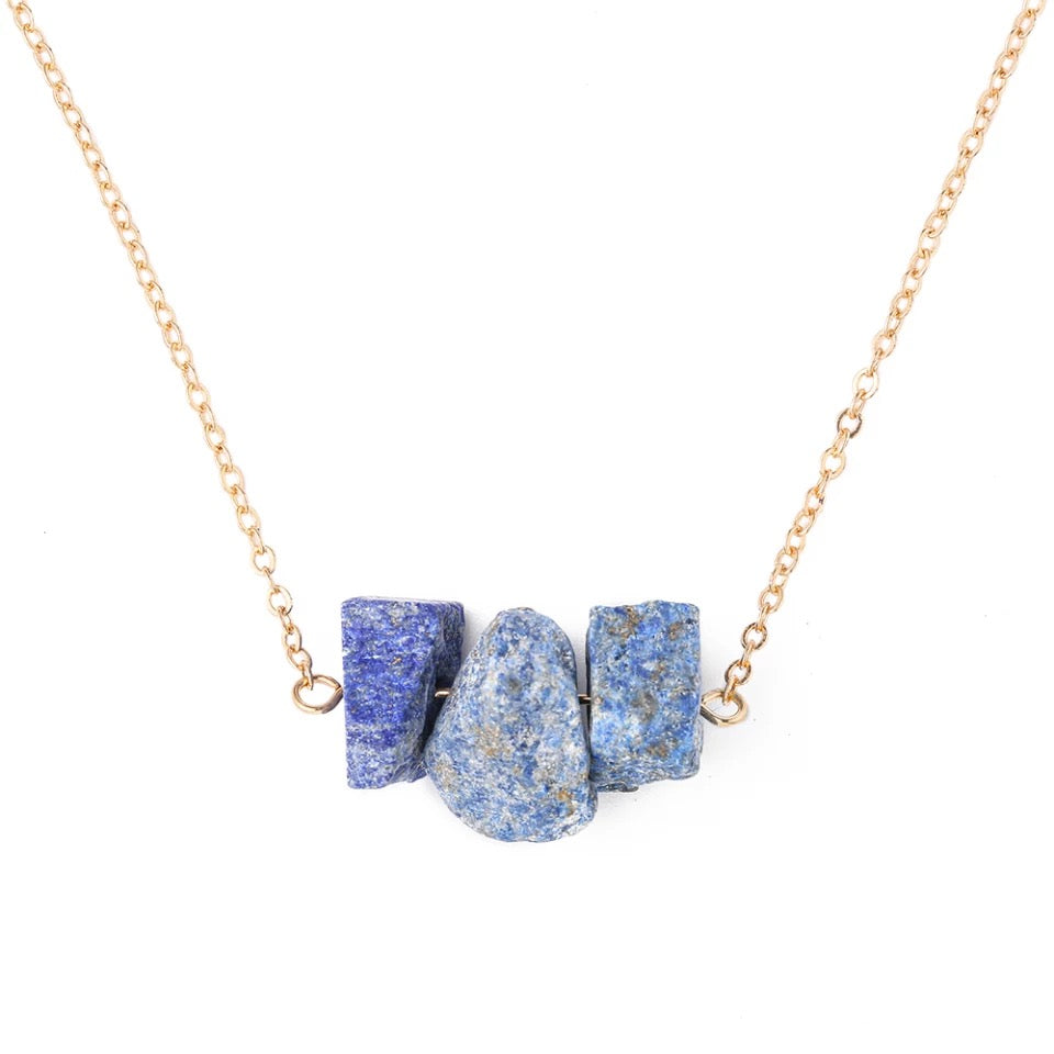 Raw crystal gold necklace | Amethyst nugget | Citrine necklace| Rose quartz necklace
