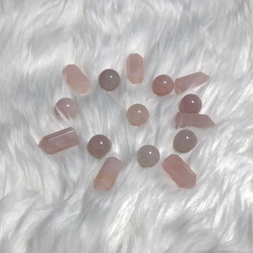 Pink Rose quartz crystal towers - Pink healing stone spheres