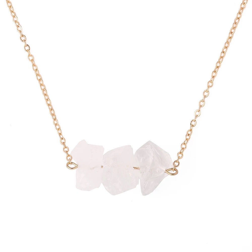 Raw crystal gold necklace | Amethyst nugget | Citrine necklace| Rose quartz necklace