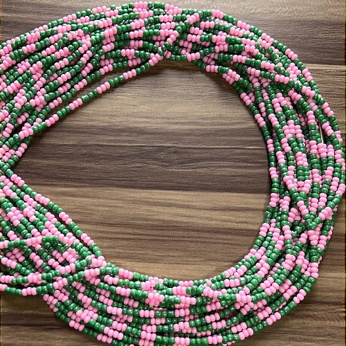 Pink & Green waist beads - AKA sorority inspired body jewelry