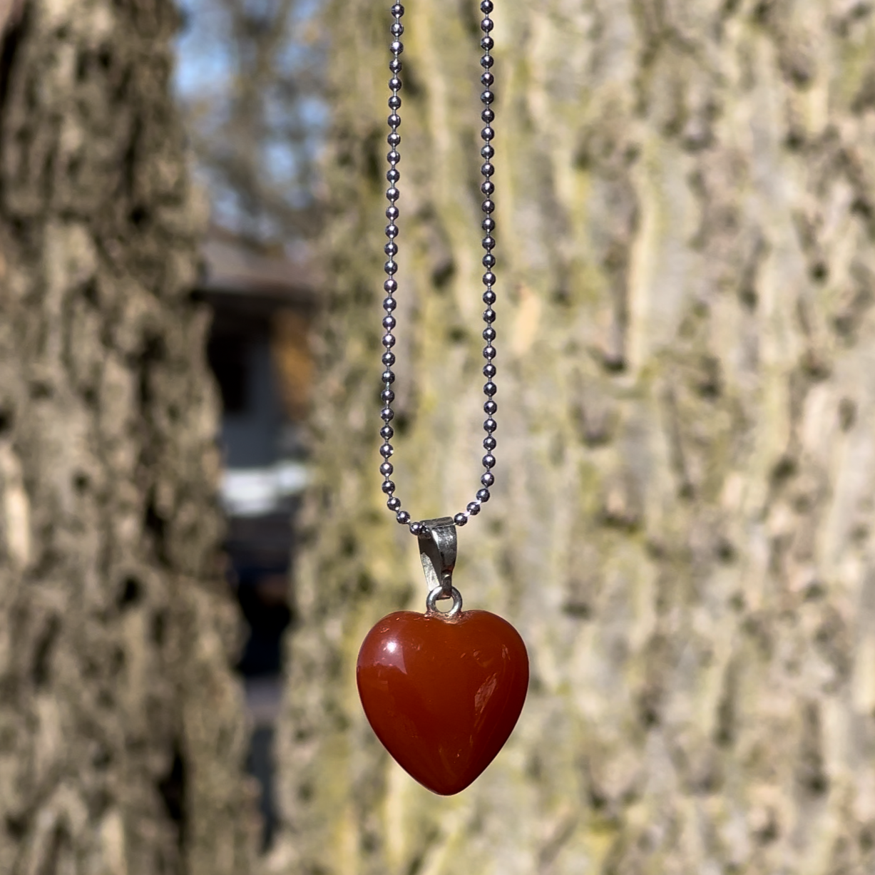 Carnelian Heart necklace - Silver necklace