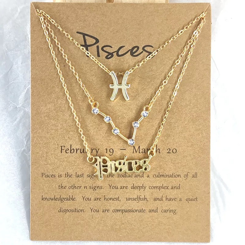 3 piece set Zodiac necklace- Constellation