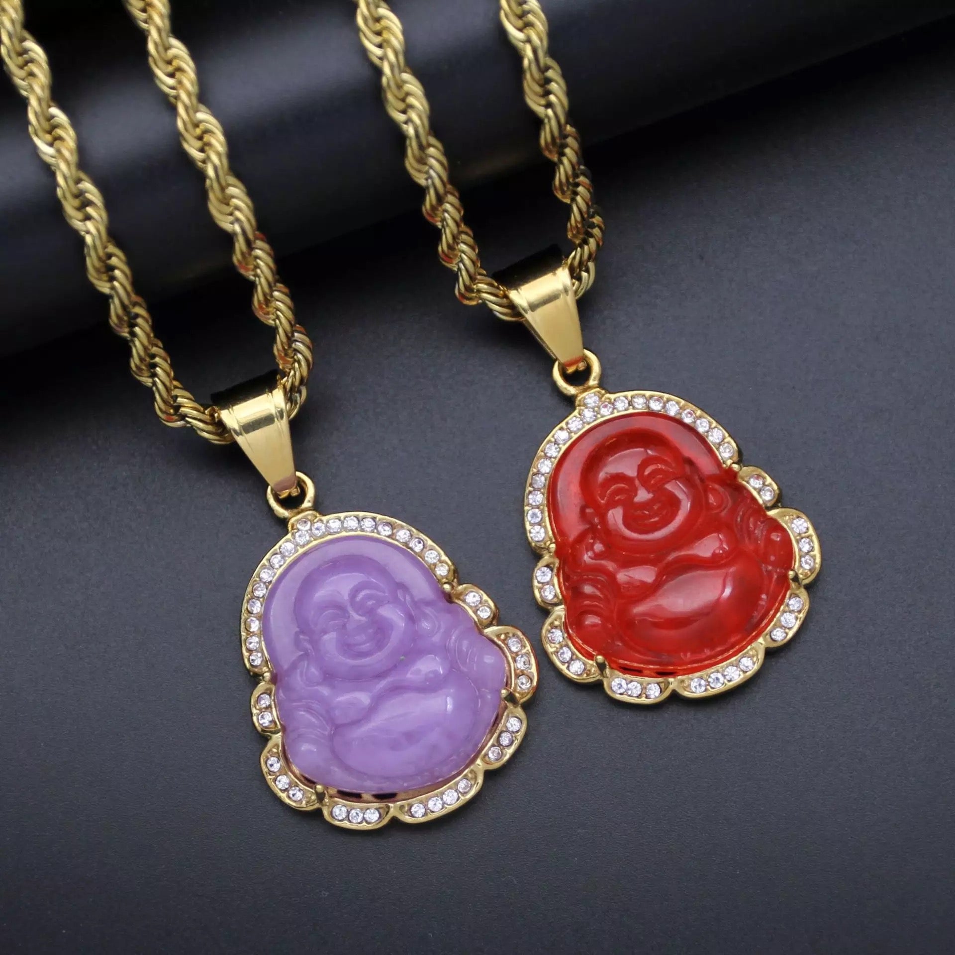 Smiling Buddha pendant necklace - Quartzite