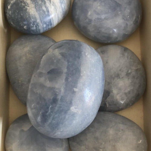 Blue Calcite Palm stone - Libra zodiac sign stone