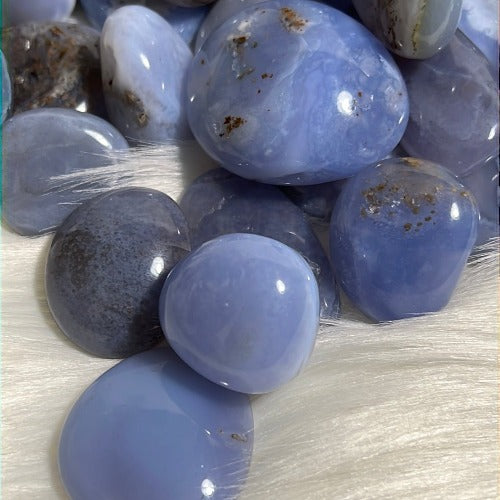 Blue Chalcedony tumble stones
