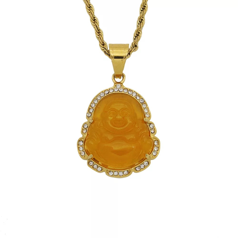Smiling Buddha pendant necklace - Quartzite