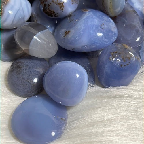 Blue Chalcedony tumble stones