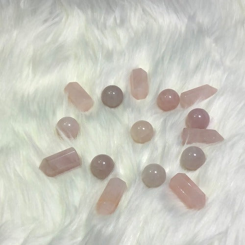 Pink Rose quartz crystal towers - Pink healing stone spheres