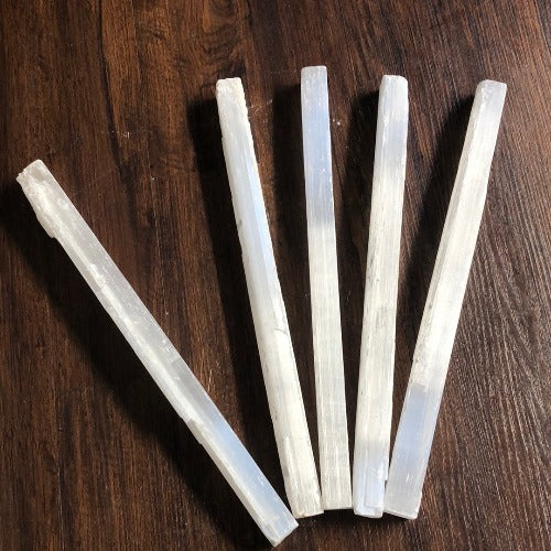 Big rough Selenite wand stick -  Raw Satin spar