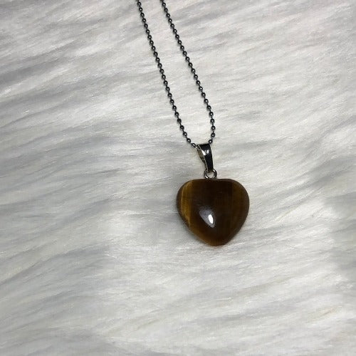 Tiger Eye stone heart necklace - Gemstone necklace